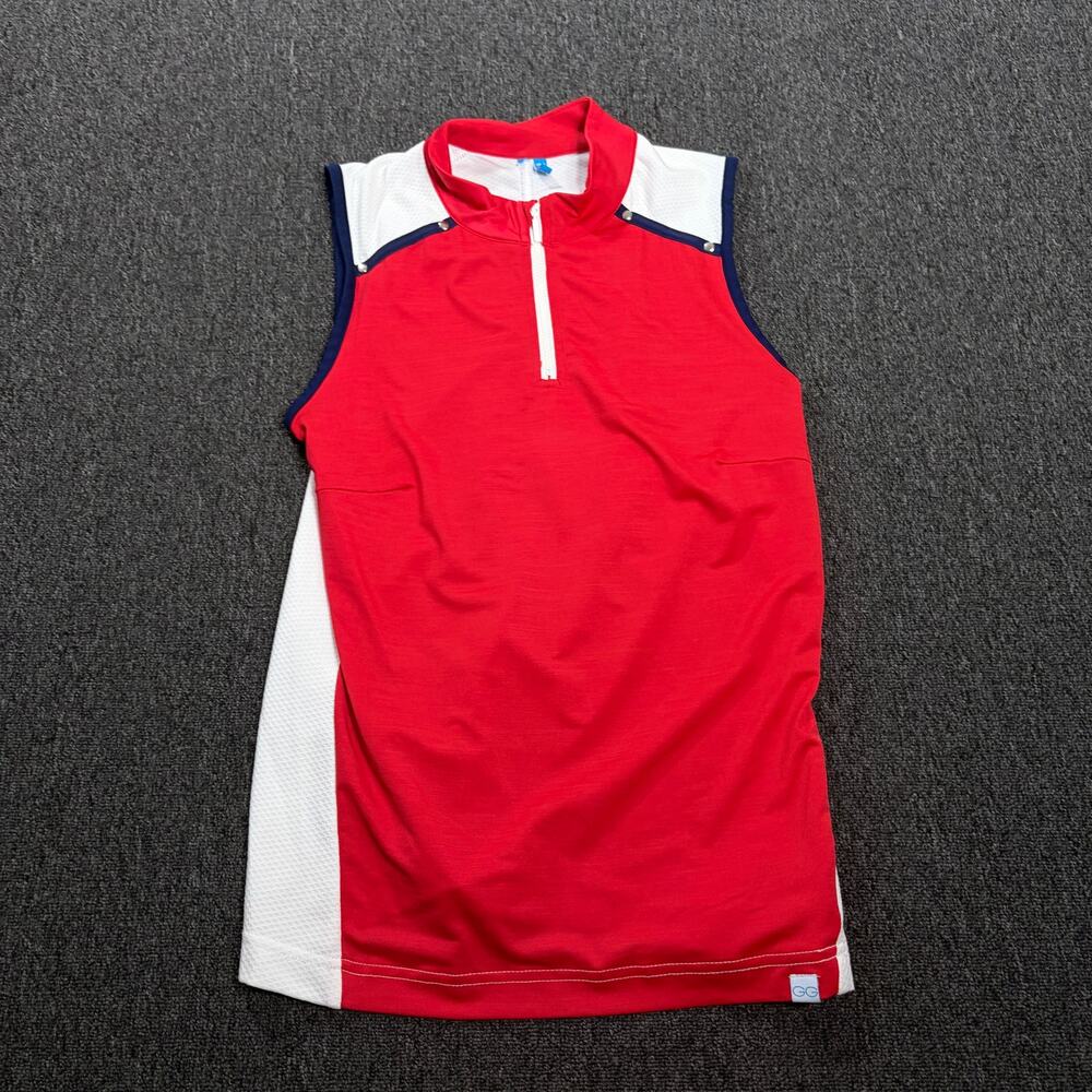 Vintage Y2k Ggblue Red White Black Sleeveless Golf Tennis Tank Top Women's Small
